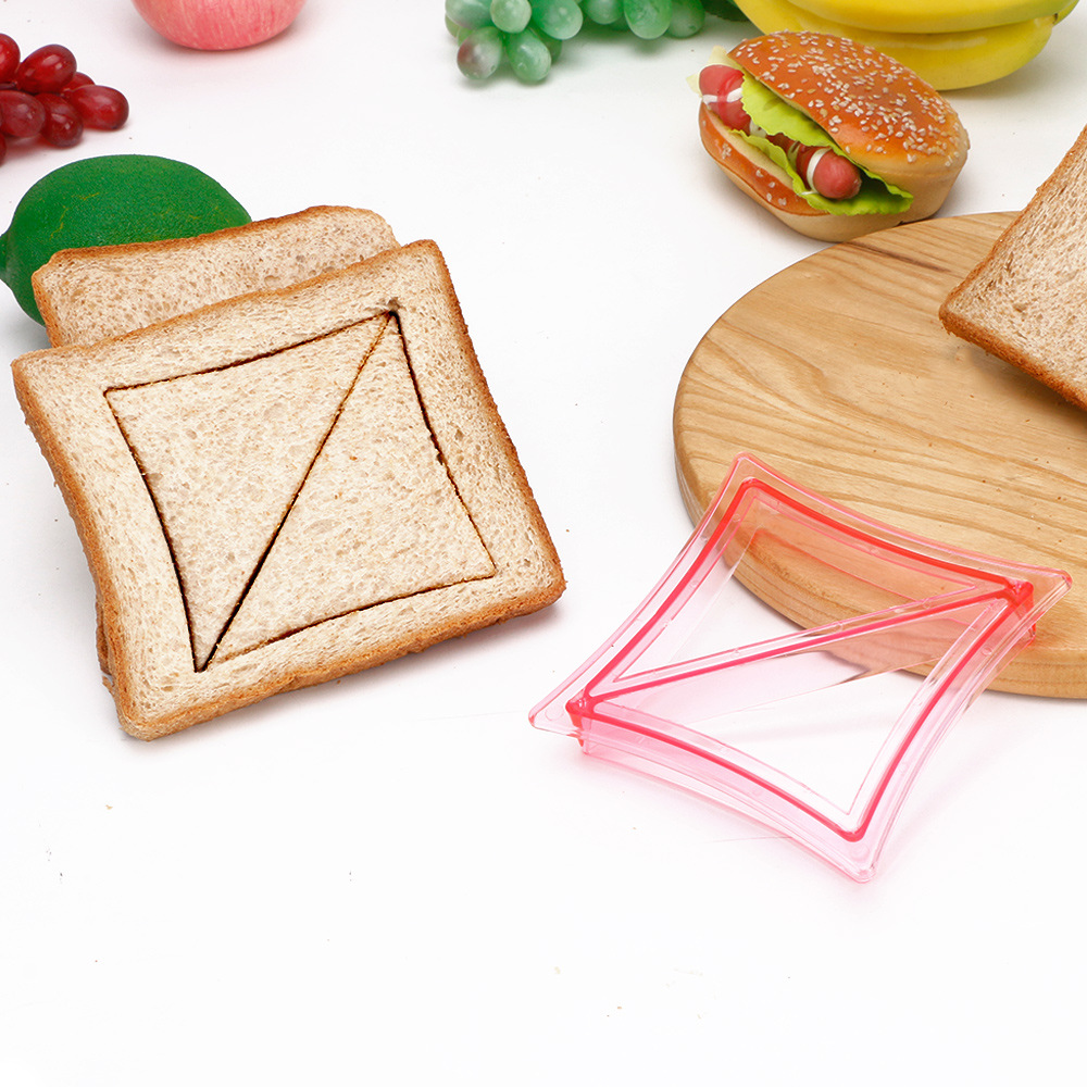 Molde cortador de sándwich con forma de corazón y estrella, cuchillo para pan, molde para galletas, sellador de sándwich, herramientas de pastelería para hornear, máquina para hacer almuerzo para niños: violet