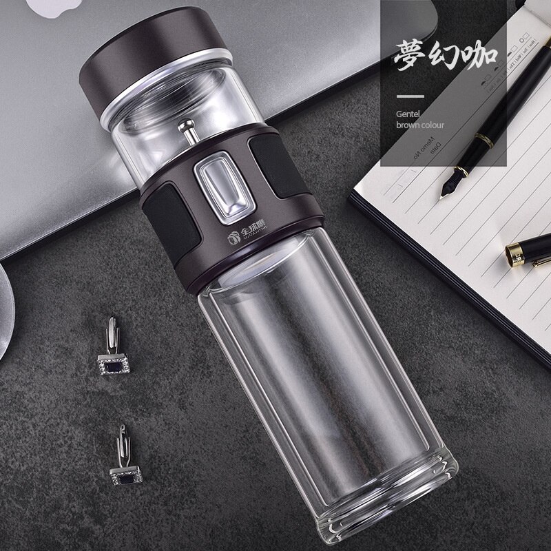 Botella de agua con doble burbuja de vidrio para hombre, separación de té de , aislamiento 600 SUS, , 316 ml: Dream Coffee Glass