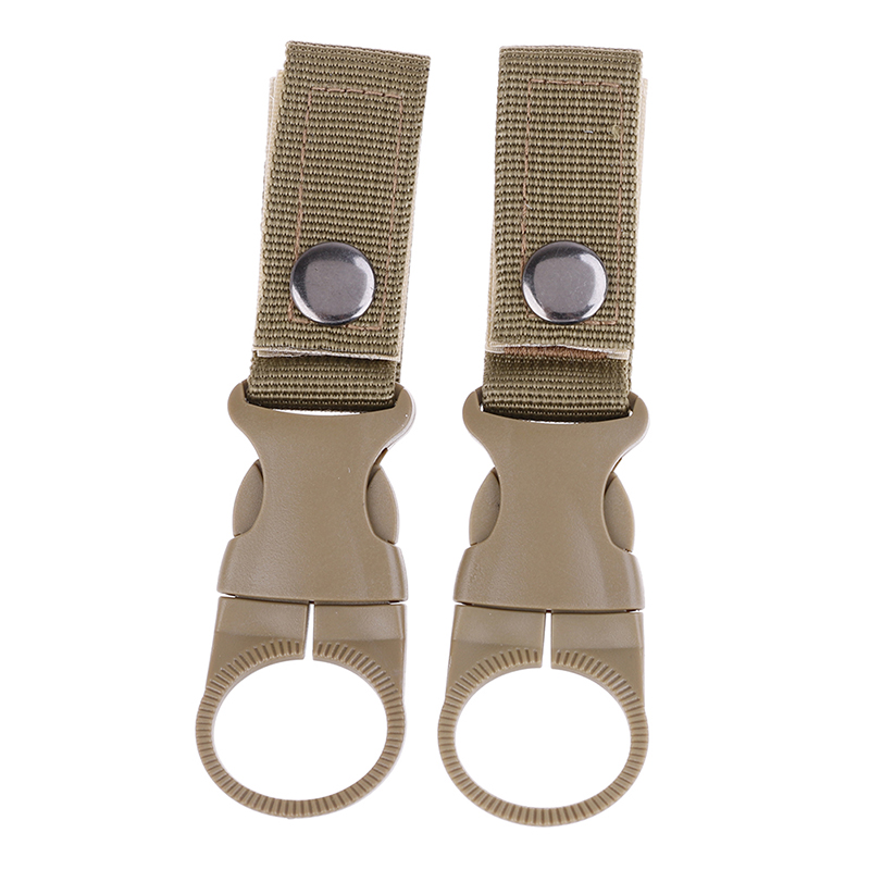 2 stks Waterfles Houder Klimmen Karabijnhaak Riem Rugzak Hanger Haken Clip Multifunctionele Waterfles Nylon Gesp Haak: Zilver