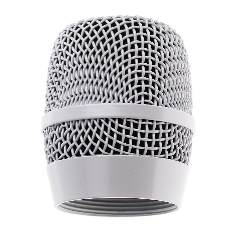 Durable Steel Handheld Microphone Mic Mesh Grill Head Silver with Inner Foam Filter
