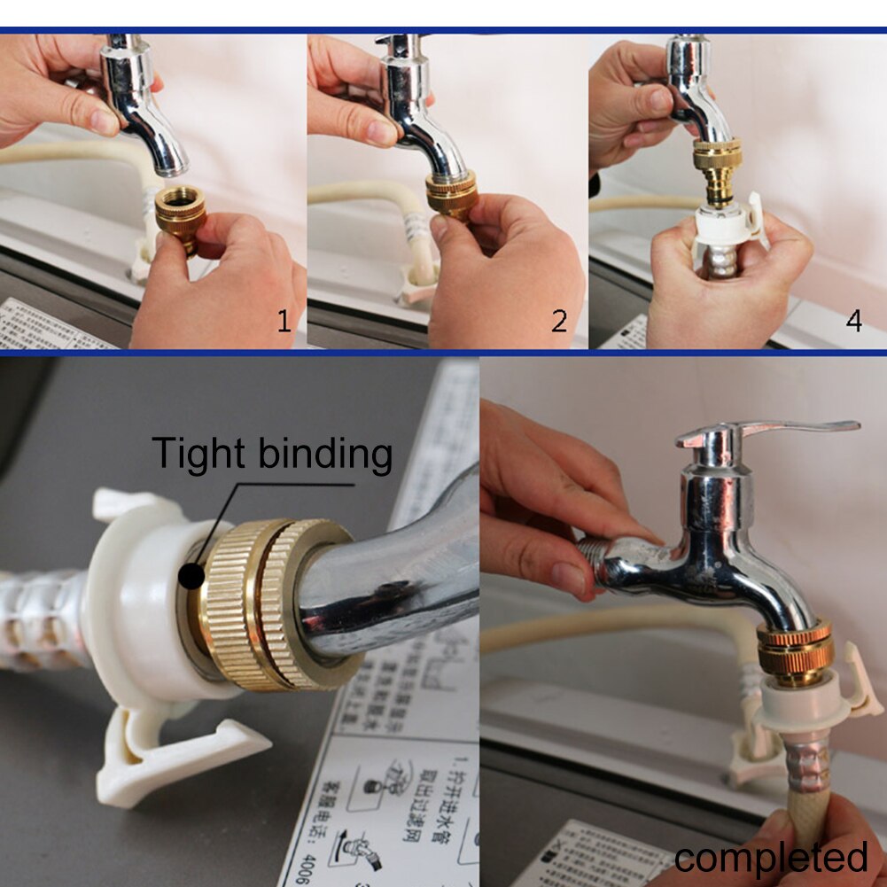 LVOERTUIG 23mm Hose Quick Connector Brass Threaded Garden Water Connector Tube Fitting Tap Adapter (gold)