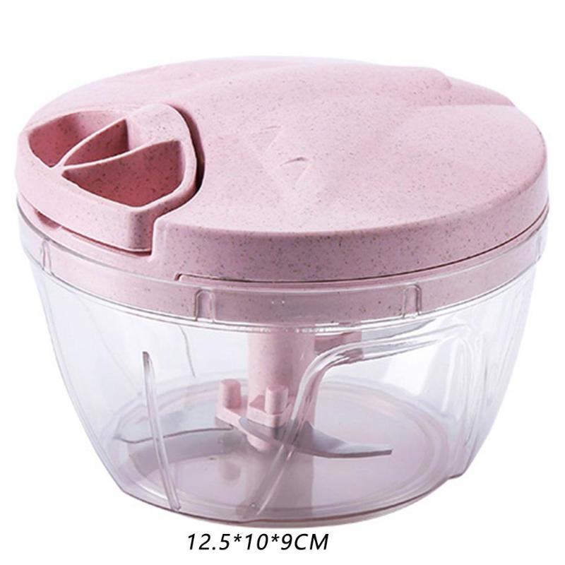 Trituradora giratoria de frutas y verduras, trituradora de carne Manual de acero inoxidable, paja de trigo, cortador de ajo, electrodomésticos para alimentos: Rosa