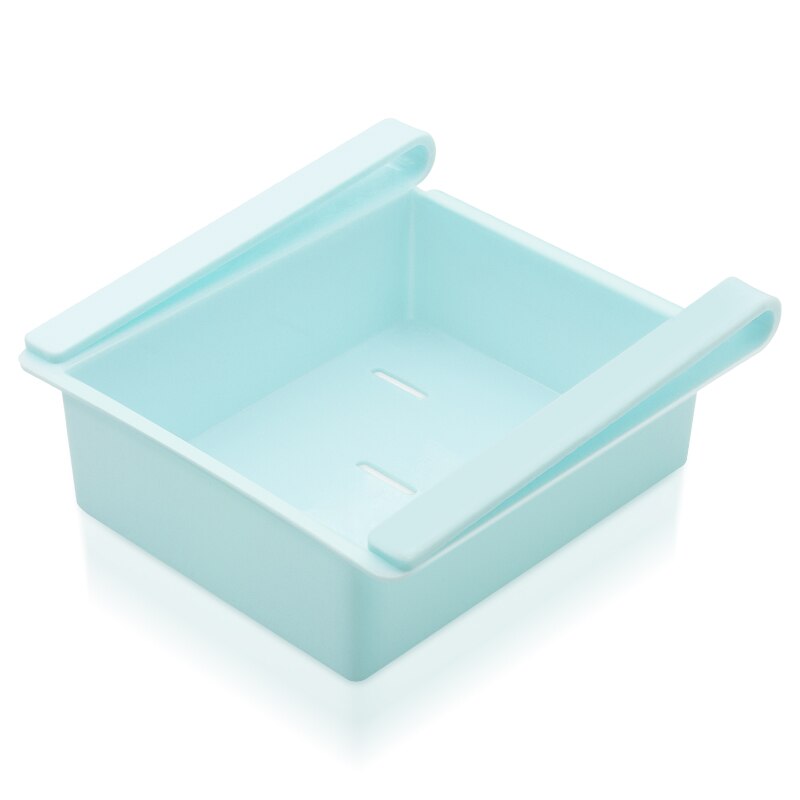 Estante retráctil de almacenamiento para cajón de nevera, estante para congelador, ajustable, extraíble, organizador de almacenamiento de capa espacial: Blue