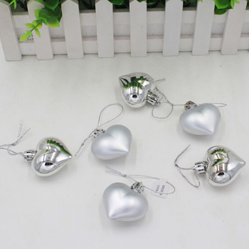 5pcs Christmas Tree Toppers Decorations Baubles Xmas Wedding Ornament DIY Peach Hearts: Silvery 1