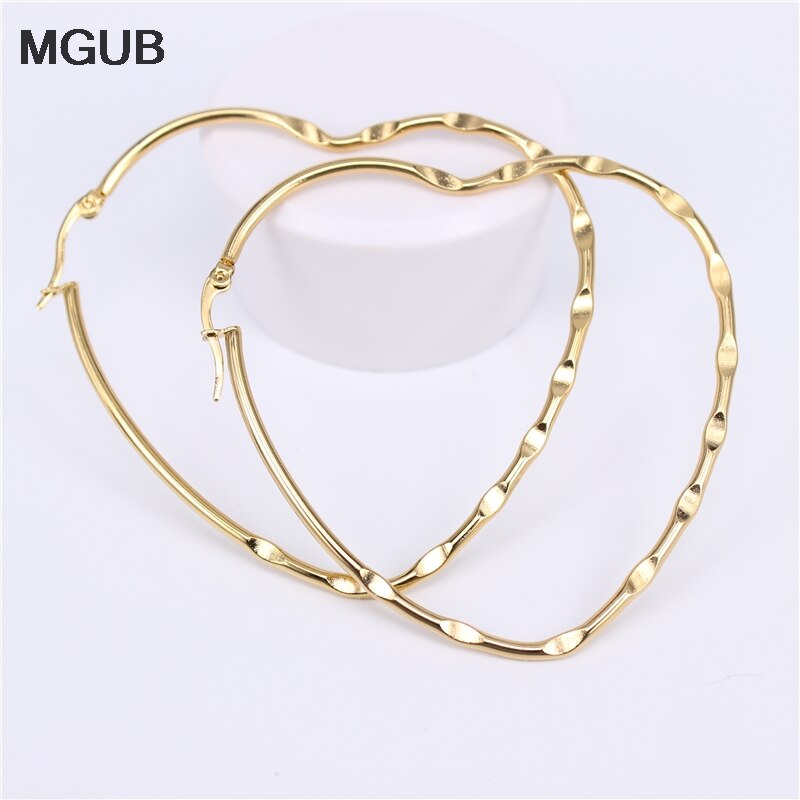 Mgub Gouden Kleur/Zilver Kleur Smooth Rvs Populaire Vrouwelijke Oor Sieraden Gladde Reflecterende Vliegtuig Eenvoudige Opknoping Ring LH154
