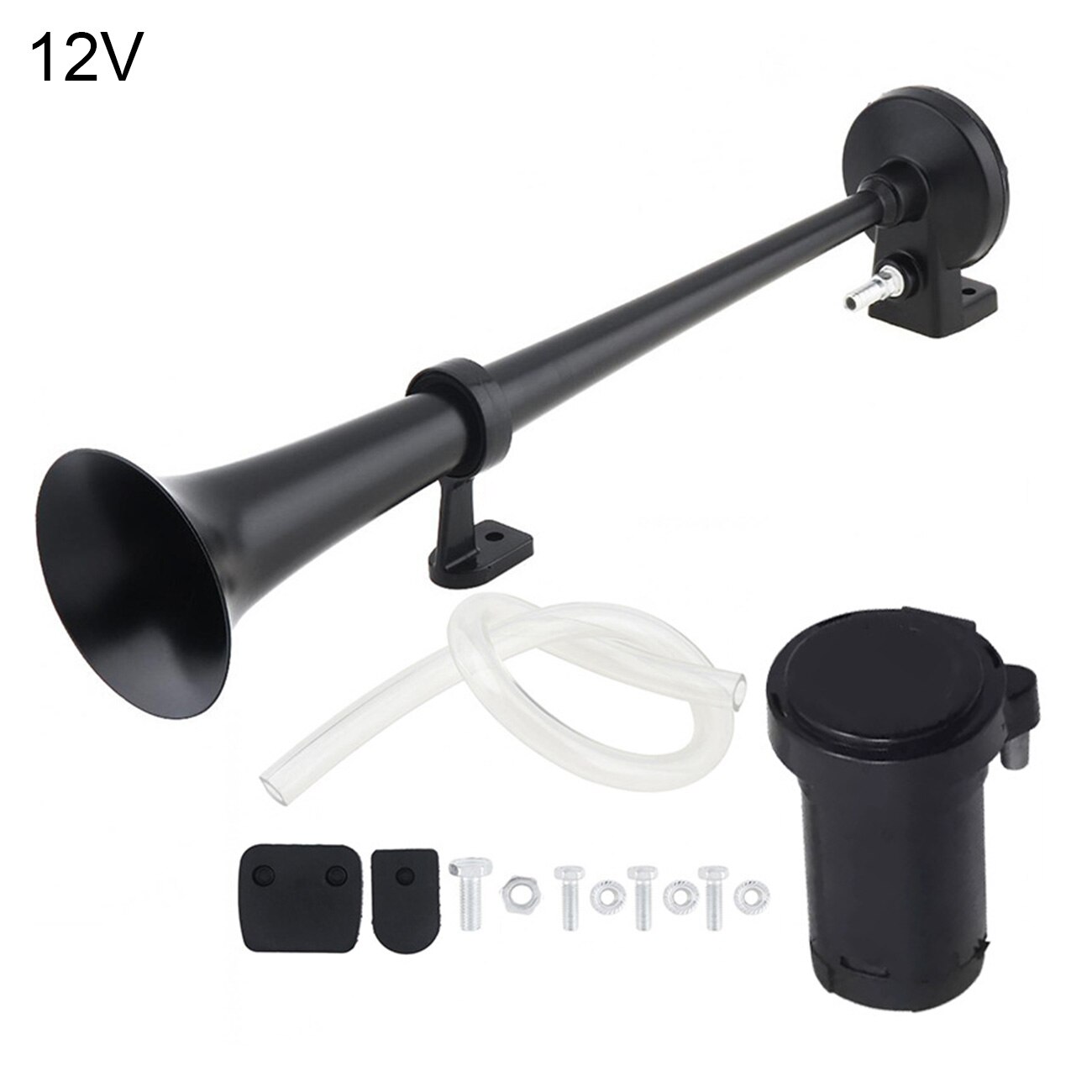 450Mm Universele 17 Inch 150DB Auto Luchthoorn Elektrische Air Control 12V /24V Gelden Truck auto Motor Boot: 12v Black