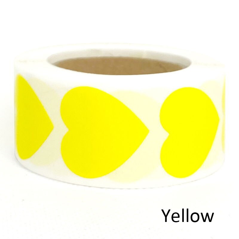 500pcs/roll Heart Shaped Blank Stickers seal Labels red stickers scrapbooking for Package wedding decoration stationery sticker: Yellow