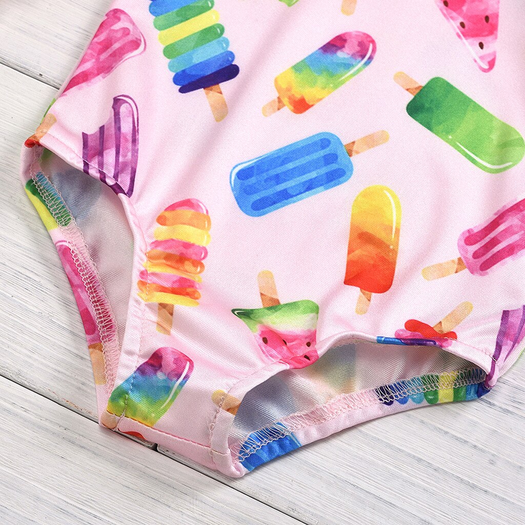 Toddler Baby Girls Bodysuit Swimwear Ice-cream Bikini Baby Girls Swimwear Summer Swimsuit Bathing Suit One-piece Beachwear