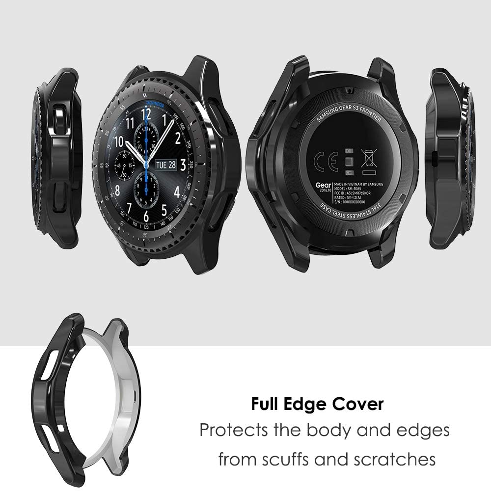 Case for Samsung Galaxy Watch 46mm Cases & Gear S3 Frontier Soft TPU Smart Shockproof Case Cover Bumper Protector Frame Plated