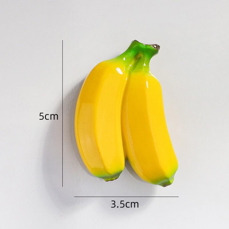 Imanes de nevera de frutas 3D, manzana Artificial, plátano, fresa, cereza, naranja, pegatina, decoración de puerta de nevera, imanes decorativos: YELLOW