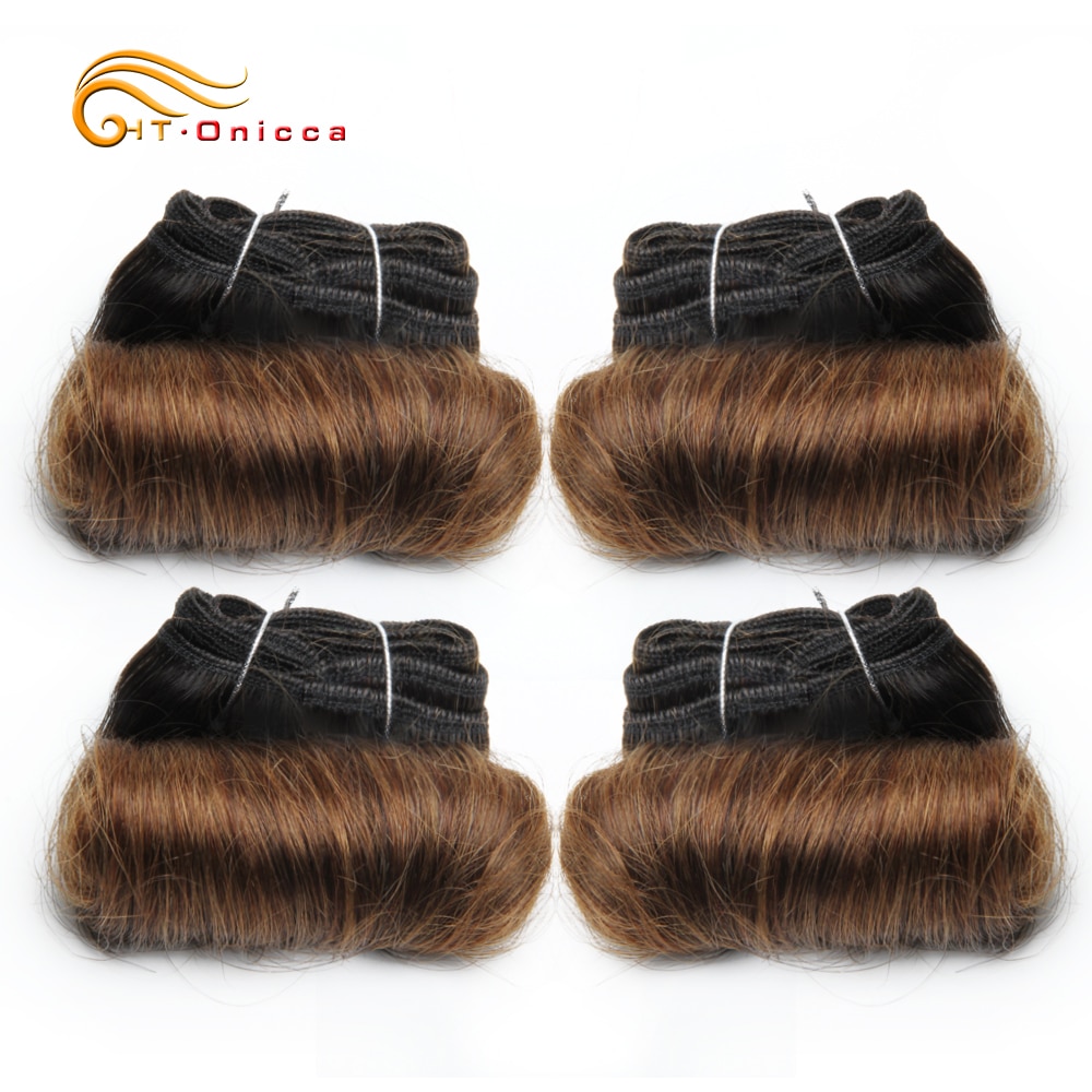 Tissage en lot malaisien naturel bouclé, produits capillaires courts, Extensions de cheveux ondulés, 4 pièces/lot: T1B / 30