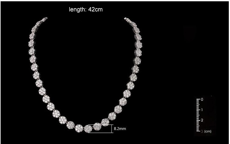 Moonso 925 silver High-end luxury Bridal Necklace Halo Round Pave AAA Zircon Jewelery for women Party J4359