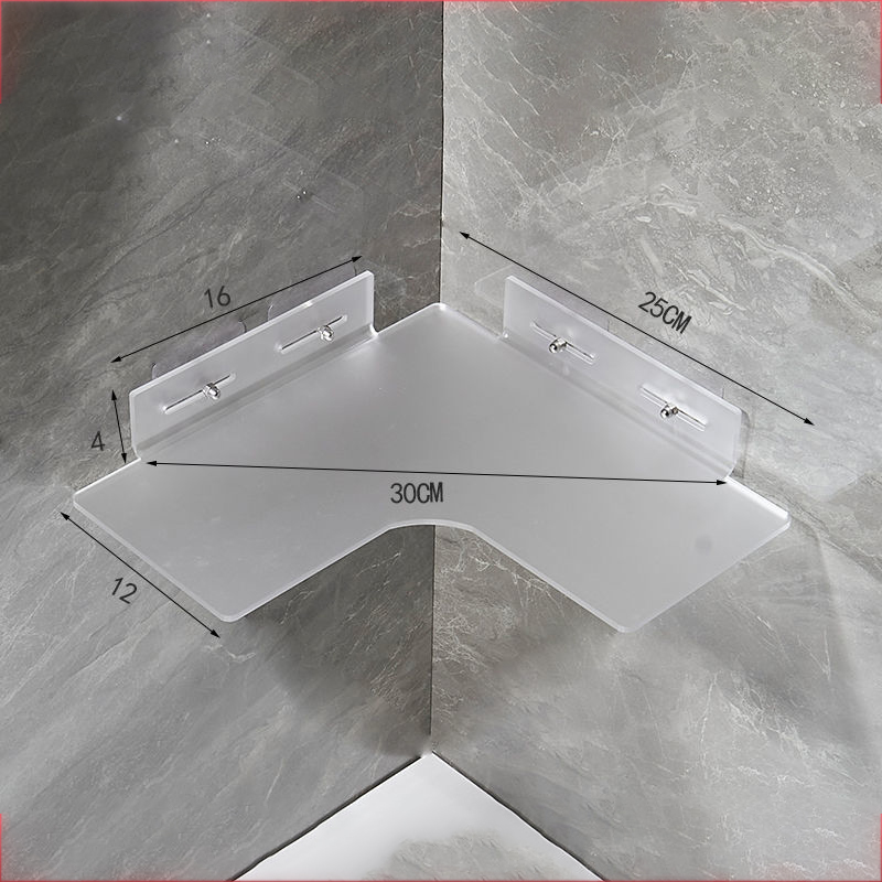 Estantería flotante de esquina de acrílico para baño, estantería protectora para artículos de cosmética, estante de almacenamiento transparente para colgar en la pared de la cocina: Gris claro