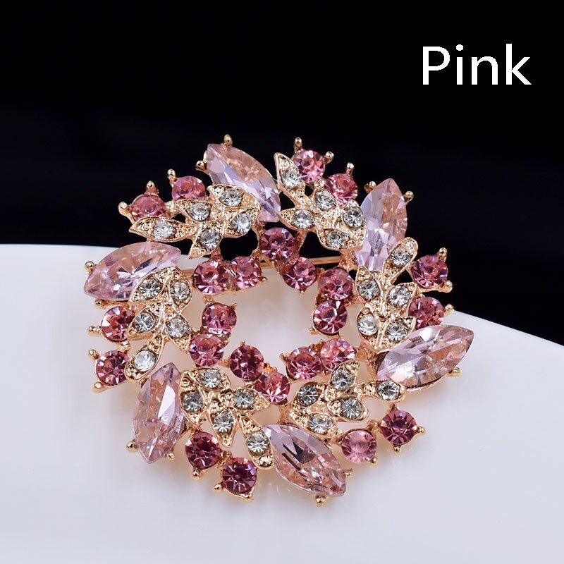 Crystal Rhinestone Redbud Bloem Broche Pin Voor Vrouwen Kleding Sjaal Gesp Kledingstuk Accessoires Mode-sieraden: 2