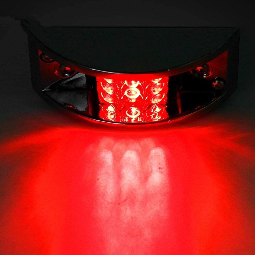 Fuleem Universal Red 4PCS Rectangle Chrome Armored LED Trailer Truck Side Marker Lights Clearance Lights 12LED 12V Waterproof