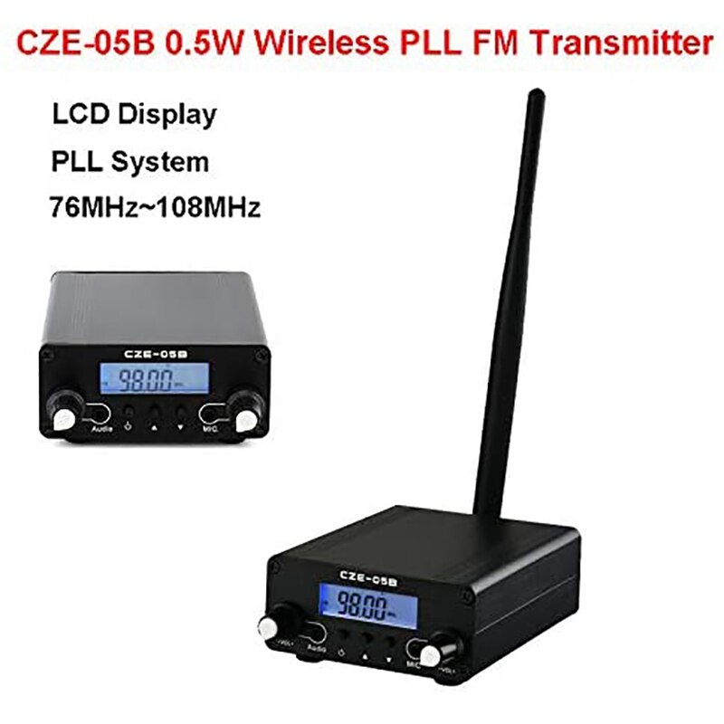 LCD PLL Stereo FM Transmitter Radio Broadcast Station 76MHz-108MHz Home Campus Amplifier Dual Mode EU Plug
