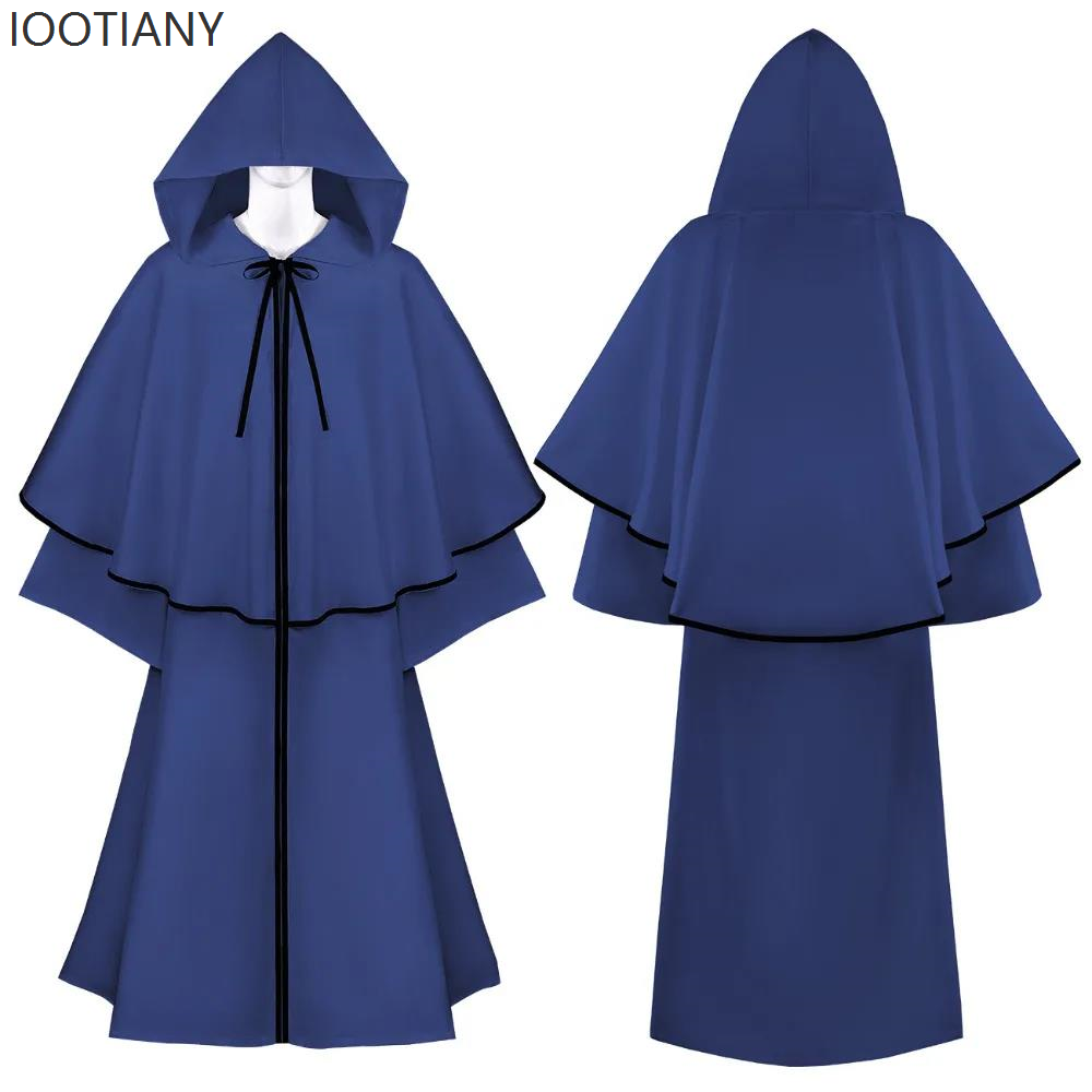 Mantello da monaco medievale di Halloween Mantello da prete rinascimentale Costume da gioco di ruolo Abito da mago Mantello Abito Mantello Costume da prestazione Nuovo
