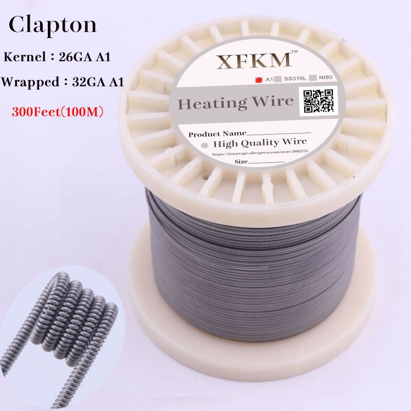 XFKM 300Feet(100M)/roll Alien Clapton Tiger Fused Wire heating wire for RDA RBA Rebuildable Atomizer Vaporizer coils: 26 32 clapton 100m