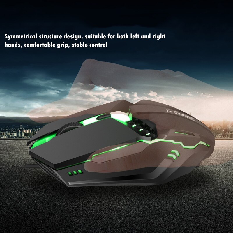 USB Wired Gaming Mouse 1600DPI Adjustable LED Backlit Gamer Mice Ergonomic Computer Mouse for PC Laptop