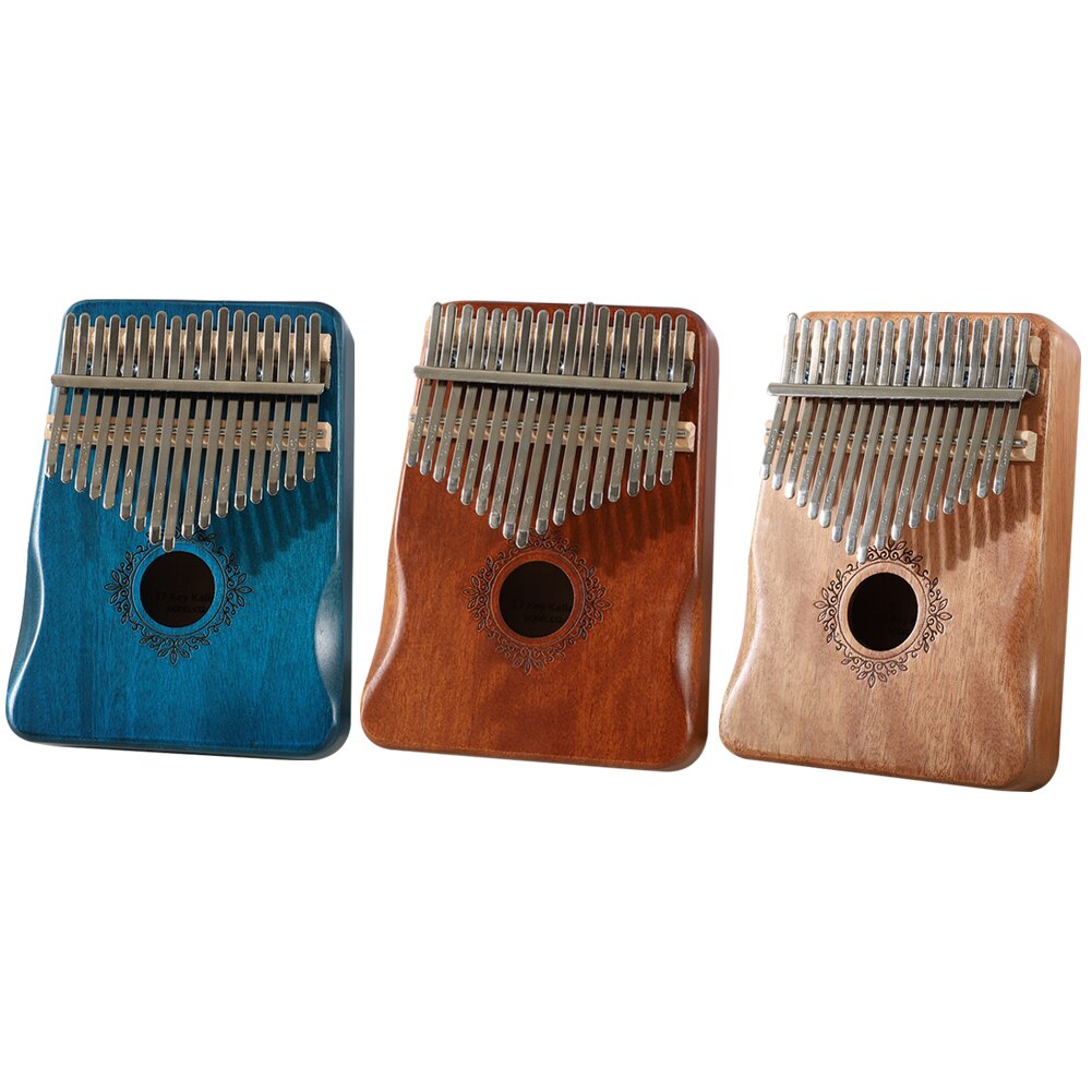 17 Keys Wooden Kalimba Mahogany Thumb Finger Piano Mbira with Tuning Hammer Sticker for Beginner Percussion Musical Instrument