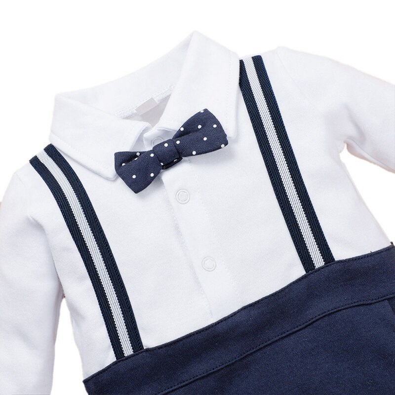 Winter Spring Infant Baby Bodysuit Boys Long Sleeve Patchwork Jumpsuit Kids Gentleman Style Footies Outfits