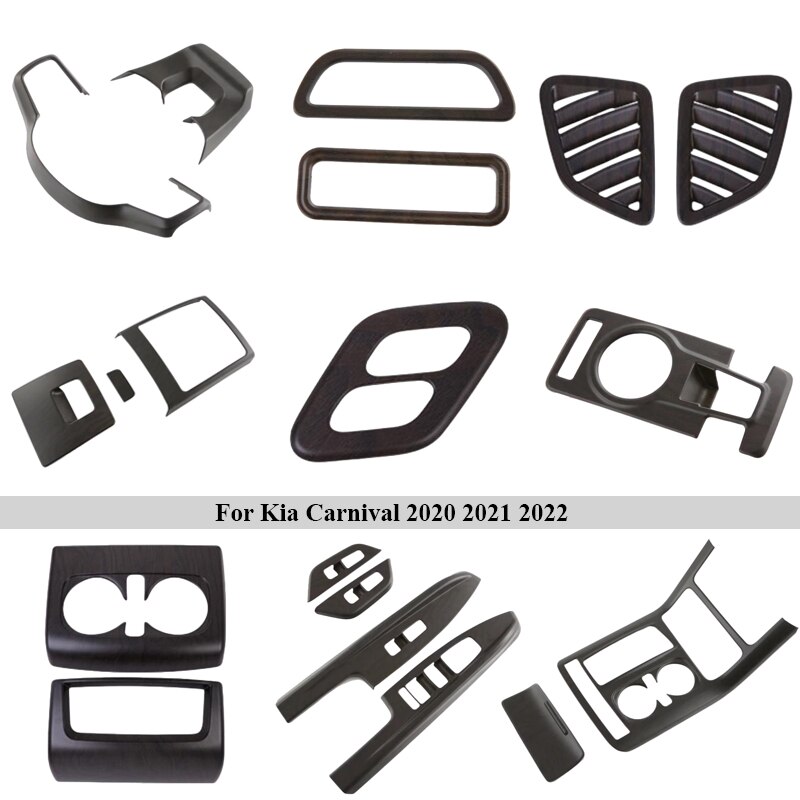 For Kia Carnival KA4 Car peach wood Interiors Window Lift Button Gear Panel Air AC Vent Cover Kit Trim Accessories
