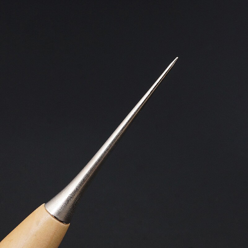 1 PCS Leather Stab Tool DIY Gadget Wood Handle Drillable Awl Round Solid Beech Tool for Leather Craft
