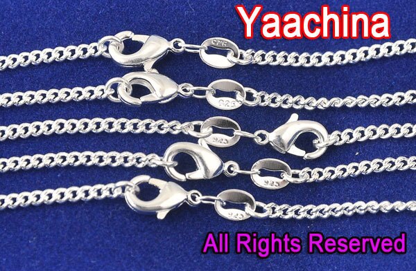 Voorraad 24 Uur Gratis 100Pcs 18 "Sieraden Bevindingen Flat Curb Link 925 Sterling Zilveren Ketting Kettingen Voor hanger Bulk