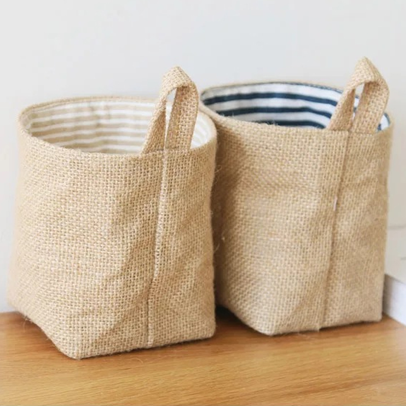 Hanging Storage Basket Jute Cotton Linen Pocket Storage Box Small Sack Sundries Organizer Cosmetic Organizer Home Decor