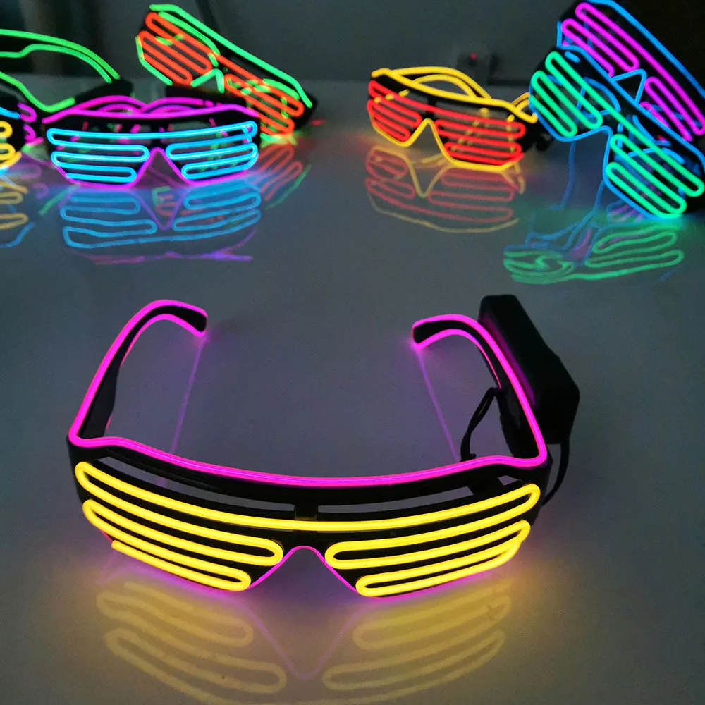 Gafas luminosas LED de neón para Navidad, decoraciones luminosas de Halloween, gafas con luz intermitente, accesorios de Cosplay, suministros para fiestas