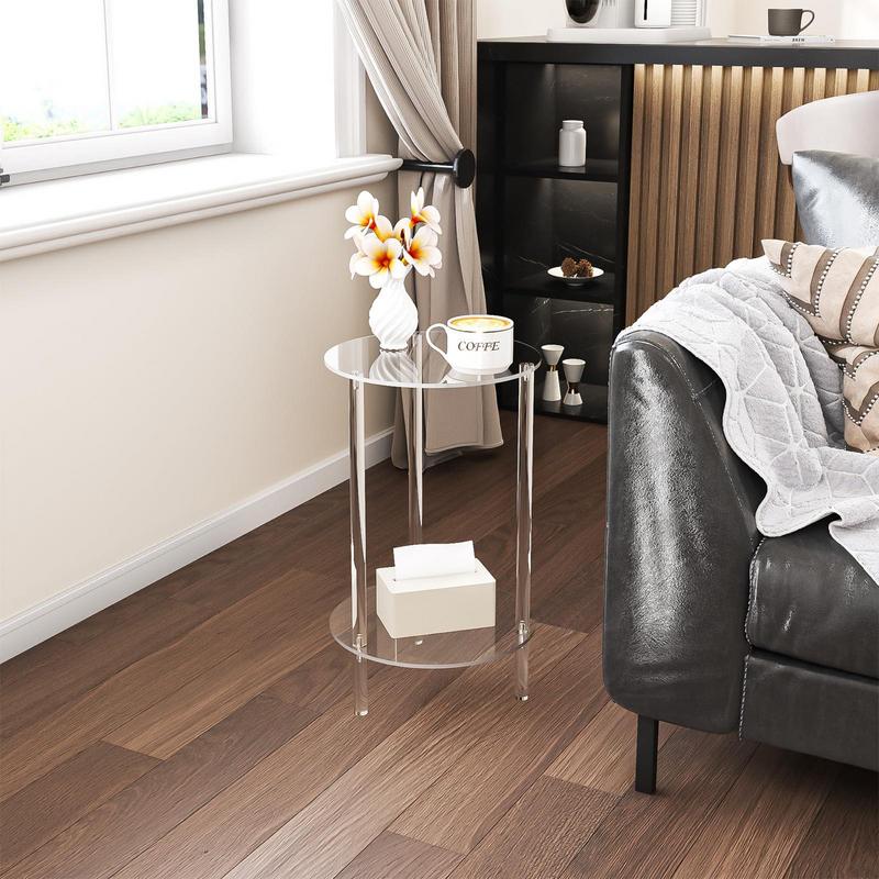 Akryl transparent sofabord klart drikkebord lille rund ende moderne stue sidebord akryl sidebord boligindretning
