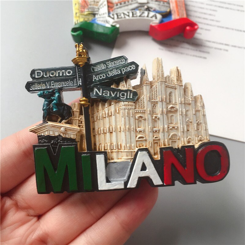 European Souvenir Refrigerator Magnets Milan, Venice, Italy European Stereo Resin Magnet Home Decor