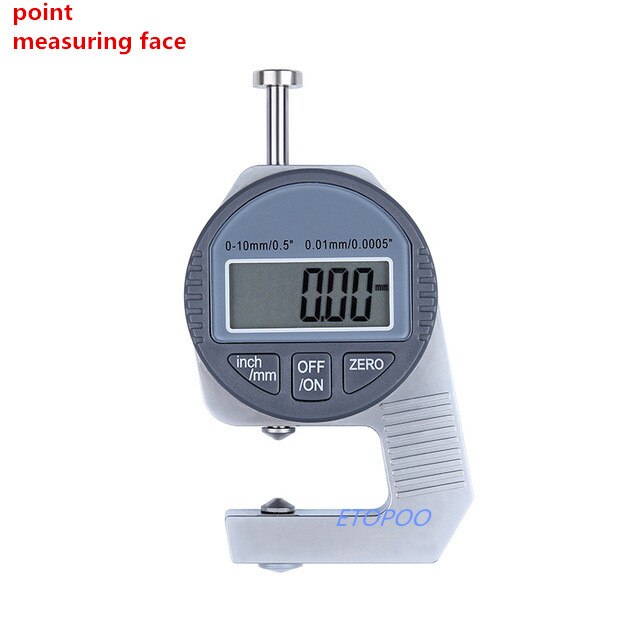 Digital Thickness Gauge Meter micrometer 12.7mm Large LCD Electronic Dial Indicator Sponge Thickness Measure Tool: point head