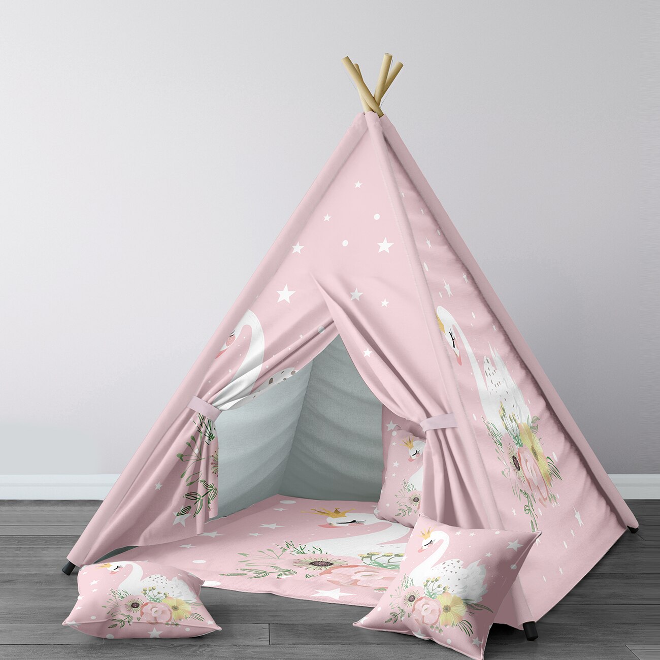 Spelen Tent Voor Kinderen Wigwam Draagbare Indoor Speeltuin Tenten Kinderen Slaapkamers Roze Zwaan Model 143