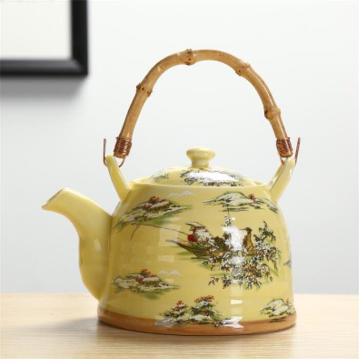 Théière en céramique chinoise traditionnelle peinte à la main, porcelaine bleue et blanche, théière haute température, bouilloire Kung Fu, ornements: 9