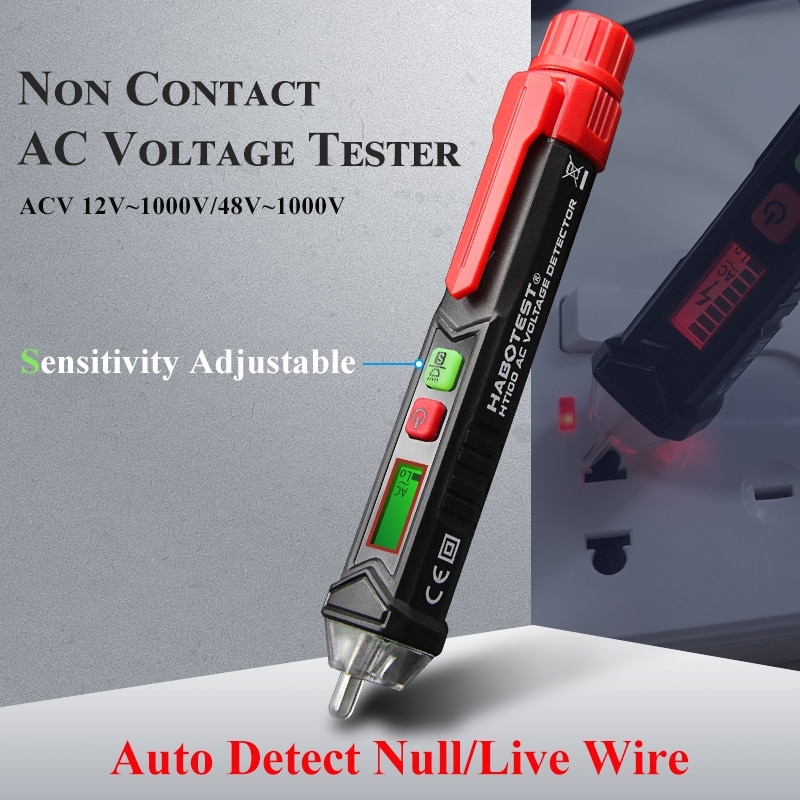 HT100E Digitale Voltmeter Intelligente Pen Alarm Voltage Detector Meter Contactloze Ac Voltmeter Tester Auto Toerenteller