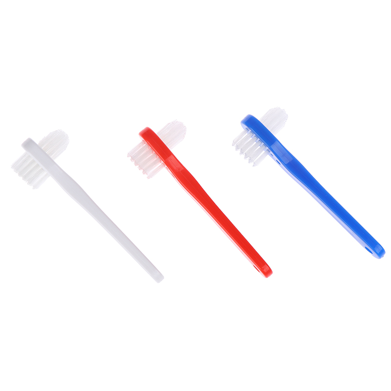 1 stks T-vorm Prothese Gewijd Plastic Borstel Tandenborstel Dual Head Valse Tanden Borstels Cleaner Voor Mondgezondheid