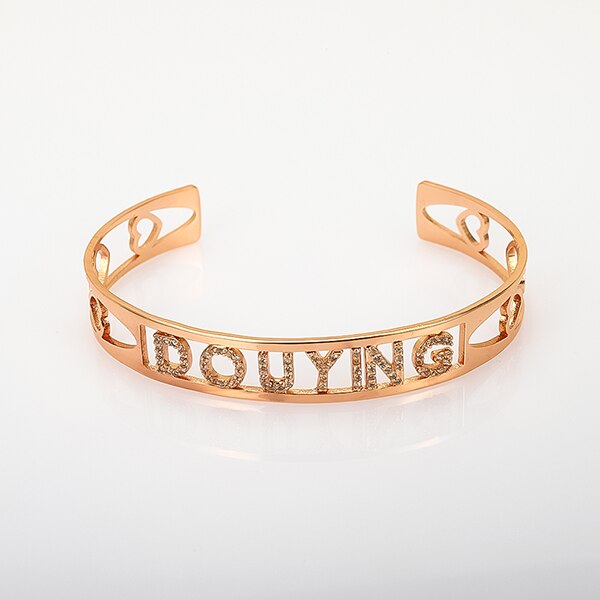 Lateefah Nach Name ID Bar Armband Gold Cubic Zirconl Initial Charme Armbänder Für Frauen Personalisieren Schmuck Besten Freunde: Rose Gold Farbe / custom 1-3  letters