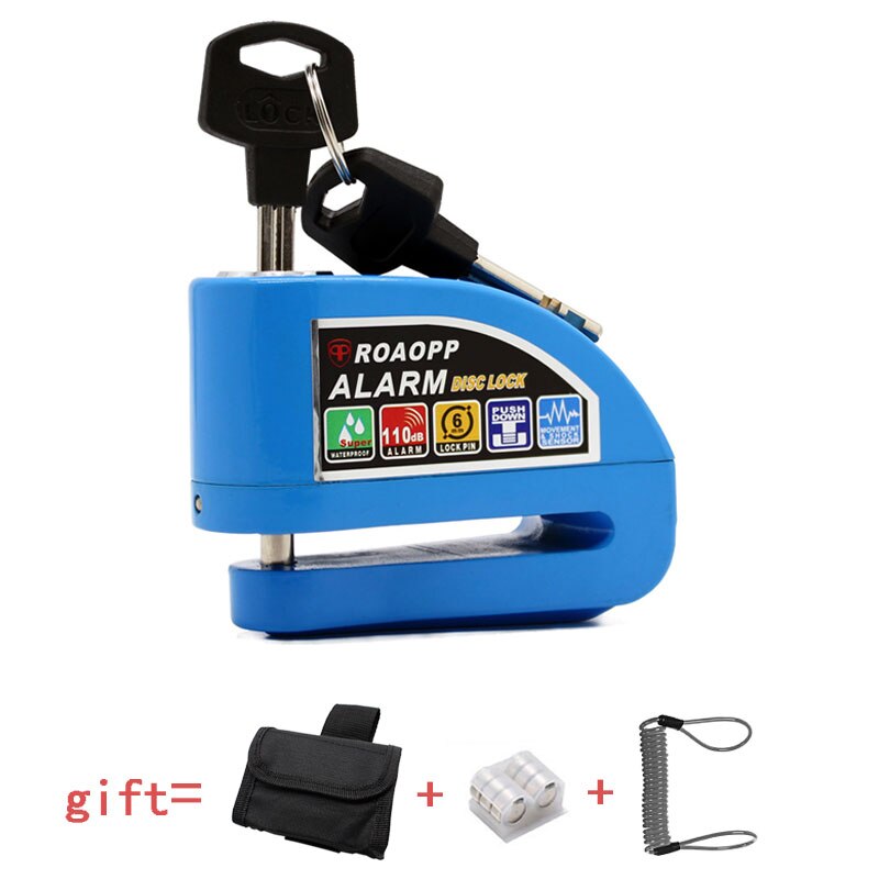 Nordson – Cadenas avec alarme pour moto, accessoire de sécurité, 110 db, sonnerie anti-vol, roue avec freins à disques, verrou avec sirène pour Harley YAMAHA: Blue Lock