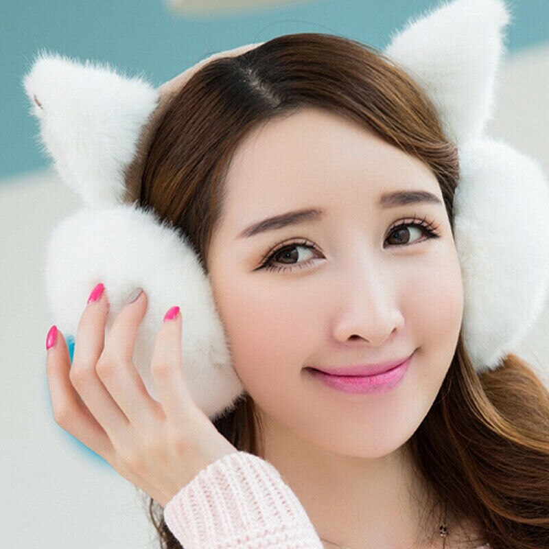 Solid Earlap Faux Fur Winter Warmer Big Earmuffs Thicken Plush Fluffy Ear Muffs