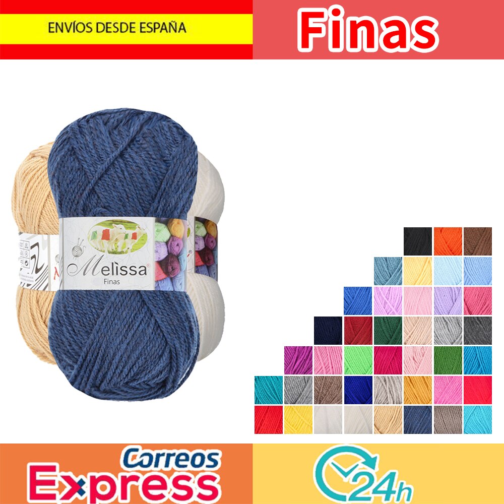 Melissa-Hilo de lana acrílica para tejer y crochet, hilo de lana de primera para manualidades, 10u x 100g