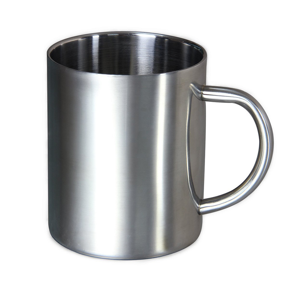 1pc Comfortabele handvat Zilver Dubbele Muur Roestvrij Staal Draagbare Mok Tumbler Thee Cup voor Reizen 220ml 300ml 400ml