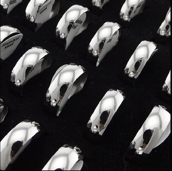 Groß Viele 200 stücke Unisex Silber Band 6mm Breite Edelstahl Komfort fit Ringe Größe 17-18-19-20-21mm Mix