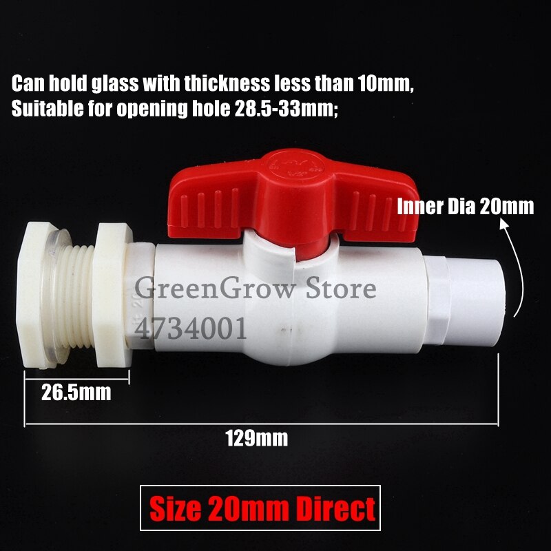 1pc 20 25 32mm 1/2"~1" PVC Water Tank Connectors Aquarium Fish Tank Drainage Intake/Drain Composite Joint ABS Connector DIY Tool: Size 20mm Direct