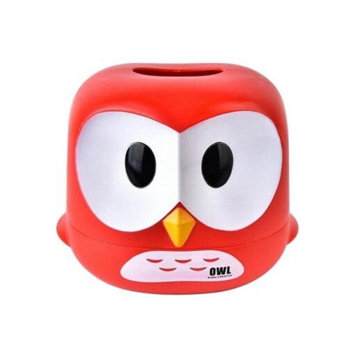 Home Kitchen Cute Cartoon Owl Plastic removable Tissue Box Napkin roll paper Holder Case Simple Storage Box Accessories 1piece: red