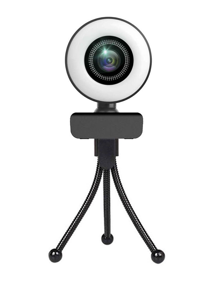 Multifunctionele Draagbare Usb 2.0 Video Camera Black 4K Hd Vullen Licht Computer Camera Driver Gratis Conferentie Live Webcam Voor pc
