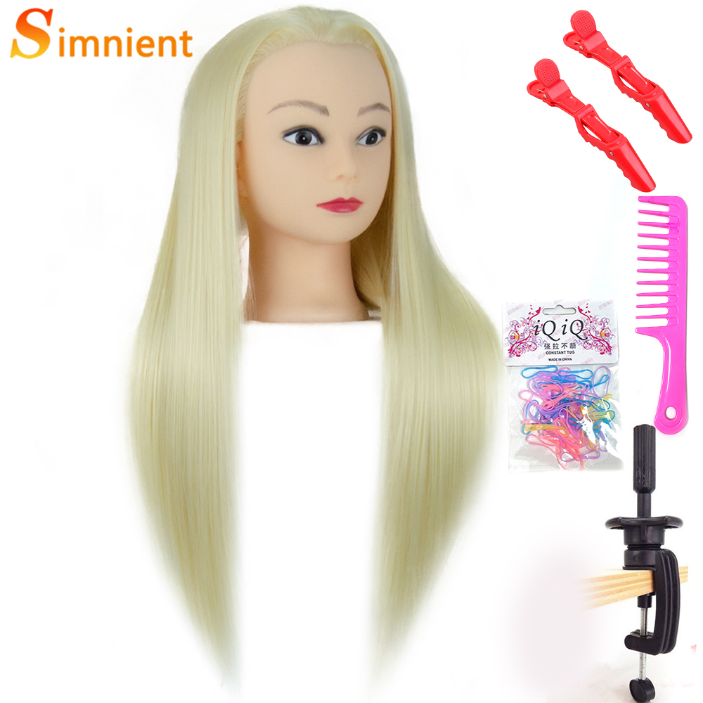 Female Mannequin Head With Synthetic Hair For Hair Training Styling Solon Hairdresser Dummy Doll Head For Practice Hairstyle: Pink