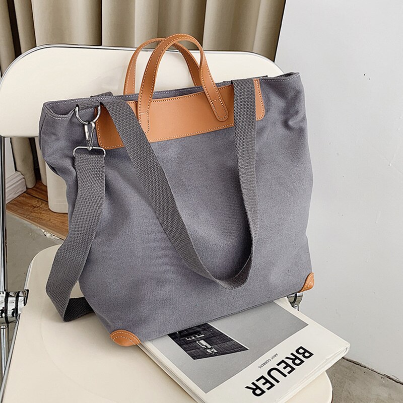 Bolso De Mano Caqui Para Mujer, Bolsa De Lona De Lujo, Bandolera, Bolso De Compras,: Gray