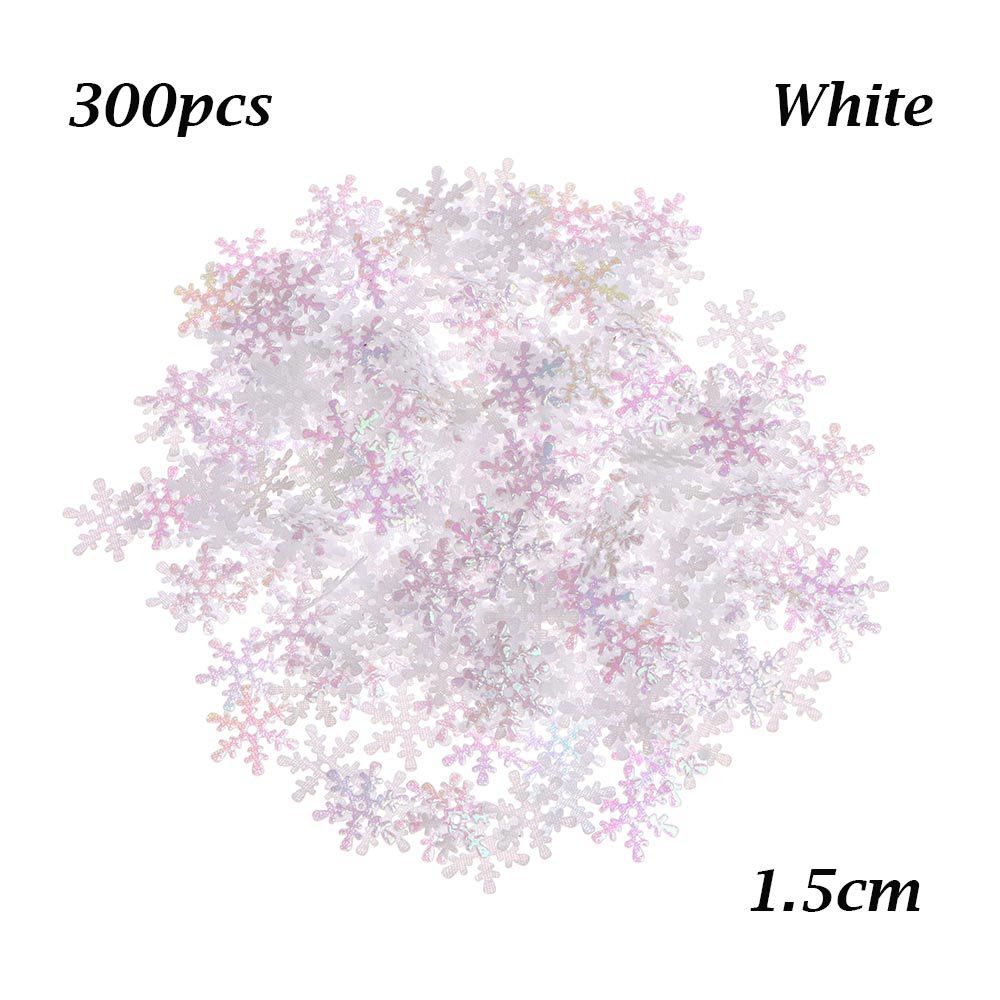 100/200/300 Stuks Sneeuwvlok Ornament Confetti Kunstmatige Sneeuw Xmas Verjaardag Bruiloft Decor Home Glitter Accessoires: 300pcs 1.5cm white