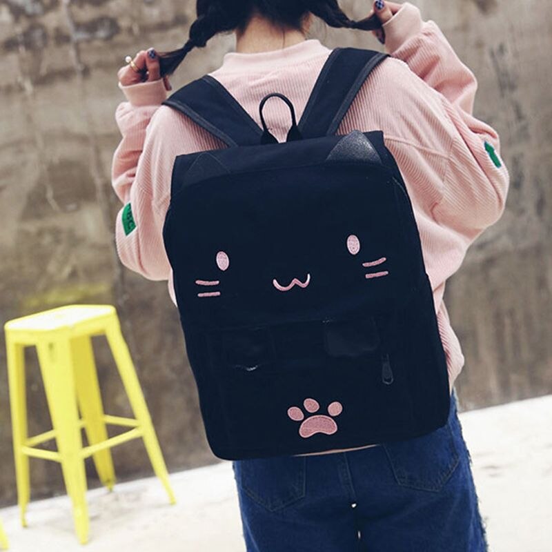Himifashion Leuke Hoodie Tiener Meisjes Kawaii Kat Print Trui Hooded Tops Plus Fluwelen Sweatshirt Losse Warme Hoodies, Zwart, one size